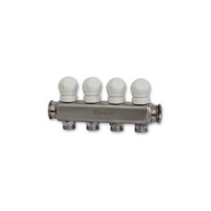 208AVTT-06-11 Collettore inox con vitoni e maniglie att.3/4" 1"x 11 vie TE-SA
