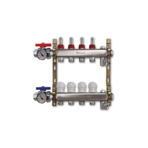 220ATT2-07-07E3 Collettore inox con flussimetri att.3/4" sfoghi aria manuali e termometro 1-1/4"x 7 vie TE-SA