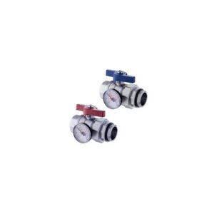 305NTK/1-07 Kit valvole a sfera rossa+blu con bocchettone e termometro 1-1/4" TE-SA
