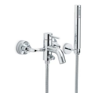 4240C.21.018 Gruppo vasca esterno completo di supporto fisso, flessibile e doccetta cromo NEWFORM