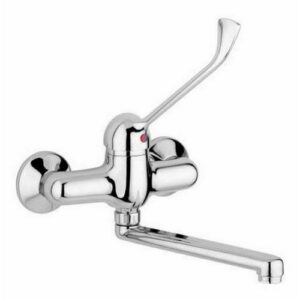 02400 Miscelatore monocomando a parete con leva clinica e bocca girevole IDRAL
