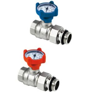 67.06.30 Kit valvole a sfera per collettori a passaggio totale blu e rossa 1" RBM