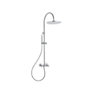 70852.21.018 Colonna doccia con gruppo esterno completo di deviatore, soffione in acciaio e doccetta monogetto in ottone cromo NEWFORM