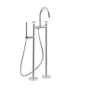 70886C.21.018 Gruppo vasca con colonne di alimentazione a pavimento, deviatore automatico, flessibile 150 cm e doccetta cromo NEWFORM