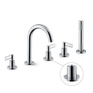 71182C.21.018 Gruppo bordo vasca 5 fori completo di bocca erogazione, deviatore e set doccia cromo NEWFORM