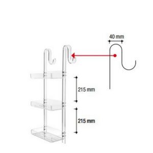 1143-C-BL Portaoggetti 3 piani da appendere con gancio e plexiglass blu FORBOX TL BATH