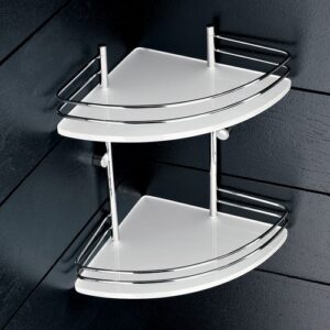 1583-C-TR Angolare doccia con ringhiere a 2 piani cromato e plexiglass trasparente FORBOX TL BATH