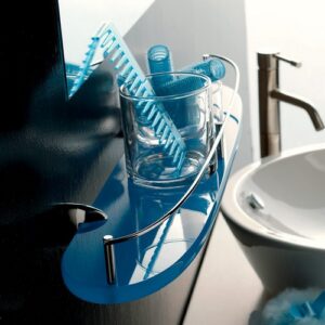 5513-C-BC Mensola con ringhiera cromata e plexiglass bianco KOR TL BATH - immagine 1