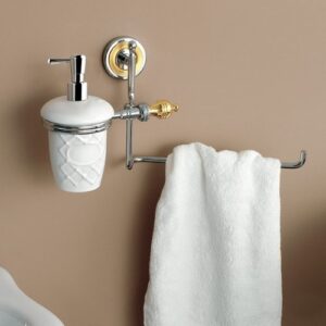 6628C-C Porta salviette con dispenser sapone liquido QUEEN TL BATH