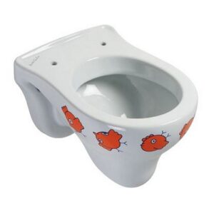 B44CAD02 Vaso Appeso Bianco Con Scarico Con Decoro Birdo PONTE GIULIO