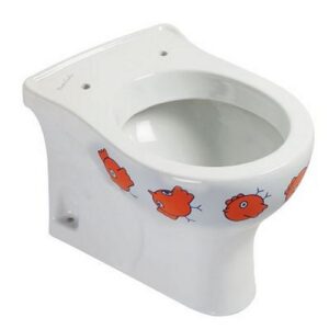 B44CBD08 Vaso Appeso Con Scarico "P" Decoro Birdo PONTE GIULIO