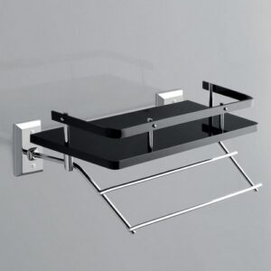 G238-C-BL Mensola bidet con ringhiera, porta salviette e plexiglass blu GRIP TL BATH - immagine 1