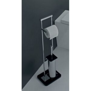 G273-C-NR Piantana wc cromato e plexiglass nero GRIP TL BATH - immagine 1