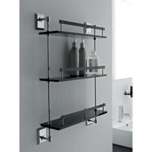 G343-C-RS Scaffale con 3 mensole e base in plexiglass rosa GRIP TL BATH