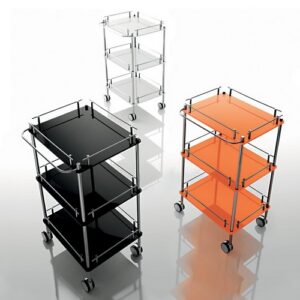 K116-C-BL Carrello portaoggetti finitura cromata e plexiglass blu COMPLEMENTI TL BATH - immagine 1