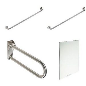 W55TCS01 Kit Maniglioni Inox E Specchio Per Bagno Disabili PONTE GIULIO