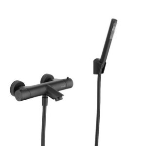 R208281 Miscelatore Monocomando Vasca Esterno Termostatico Due Uscite Nero Opaco Game DOLOMITE